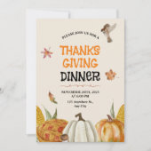 Elegant Bruin  Bloemen Thanksgiving Kaart (Voorkant)