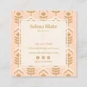 Elegant bruin bloemenpatroon vierkante visitekaartje (Achterkant)