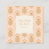 Elegant bruin bloemenpatroon vierkante visitekaartje (Voorkant)