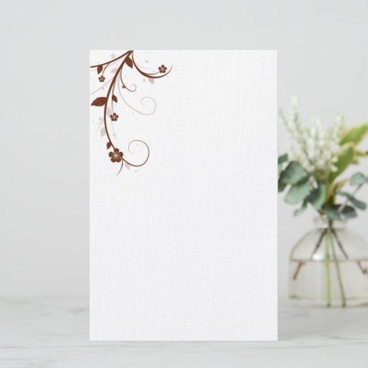 ELEGANT BRUIN BLOEMIG briefpapier (Staand voorkant)