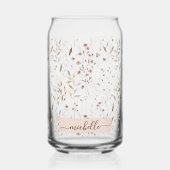 Elegant bruin bloemmotief met monogram blikvorm glas (Voorkant)