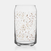 Elegant bruin bloemmotief met monogram blikvorm glas (Achterkant)