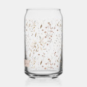 Elegant bruin bloemmotief met monogram blikvorm glas (Links)