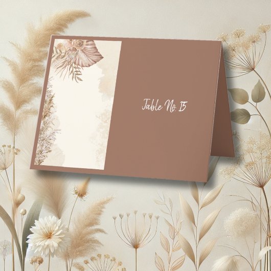 Elegant bruin Boho Neutraal Trouwtafelkaart Bedankkaart