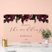 Elegant Bruin Bourgogne Bloemen Bruiloft Acryl Bord (Huwelijk)