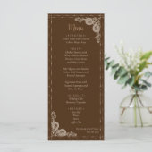 Elegant Bruin  Bruiloft Menu (Staand voorkant)