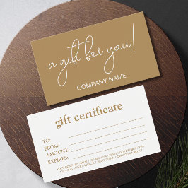 Elegant bruin cadeaubon visitekaartje
