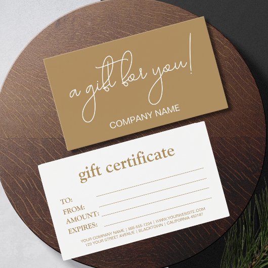 Elegant bruin cadeaubon visitekaartje