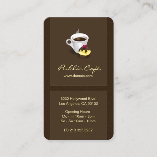 Elegant bruin chocoladecafé visitekaartje (Voorkant)