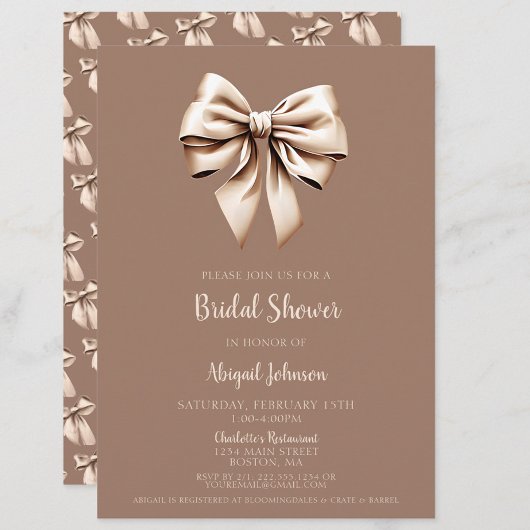 Elegant Bruin Coquette Bow Vrijgezellenfeest Kaart