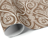 Elegant bruin Damask-omslagpapier Cadeaupapier (Rol Hoek)