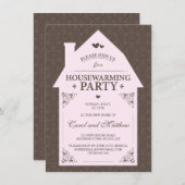 Elegant bruin demask bleek roze house kaart (Voorkant / Achterkant)