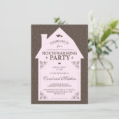 Elegant bruin demask bleek roze house kaart (Staand voorkant)