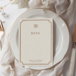 Elegant  Bruin & Ecru Classic Bruiloft Menu<br><div class="desc">De verfijnde bruine tint, gecombineerd met neutrale ecru, creëer een palet vol stijl en warmte. Het klassieke script lettertype geeft een verfijnde touch aan het menu, die traditie en verfijning belichaamt. Elk detail omvat de essentie van tijdloze elegantie. Dit menu vult uw huwelijkstafel prachtig aan en accentueert de uniciteit van...</div>