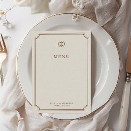 Elegant  Bruin & Ecru Classic Bruiloft Menu