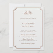 Elegant Bruin & Ecru Klassieke Monogram Bruiloft Kaart (Voorkant)