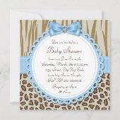 Elegant bruin en blauw olifant Baby shower Kaart (Achterkant)