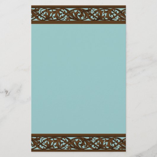 Elegant bruin en Blauwgroen Briefpapier (Voorkant)