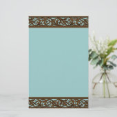Elegant bruin en Blauwgroen Briefpapier (Staand voorkant)