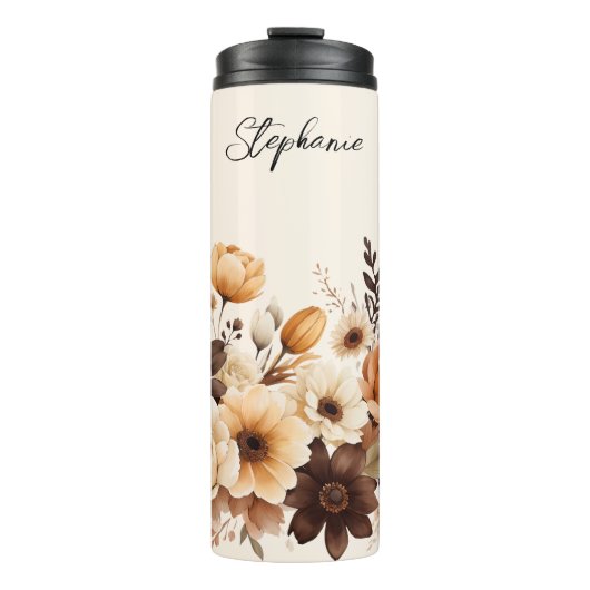 Elegant Bruin en Blush Gepersonaliseerd Thermosbeker (Voorkant)