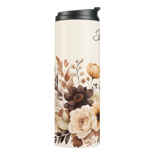 Elegant Bruin en Blush Gepersonaliseerd Thermosbeker (Gedraaid links)