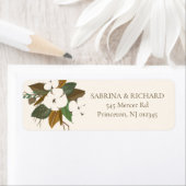 Elegant bruin en crème bloemenretour adreslabel etiket (Insitu)
