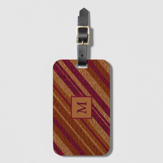 Elegant bruin en Paars monogram bagage Bagagelabel (Voorkant (verticaal))