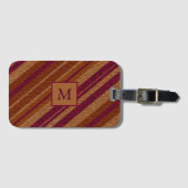 Elegant bruin en Paars monogram bagage Bagagelabel (Voorkant (horizontaal))