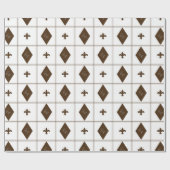 Elegant Bruin en Wit Diamantpatroon Cadeaupapier (Vlak)