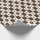 Elegant bruin en wit geruit patroon cadeaupapier (Hoek)
