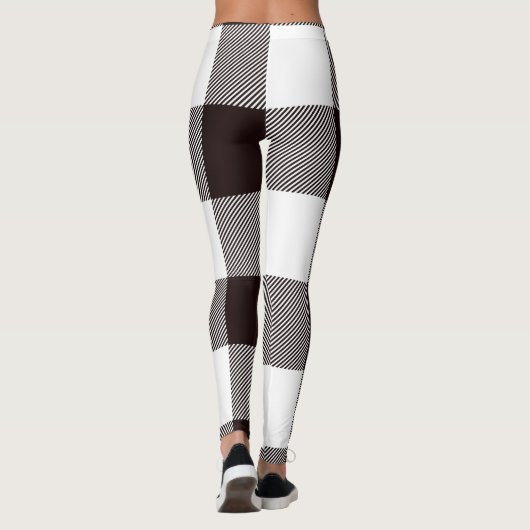 Elegant bruin en wit plaid leggings (Achterkant)