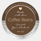 Elegant bruin- en zilververpakkingen ronde sticker (Voorkant)