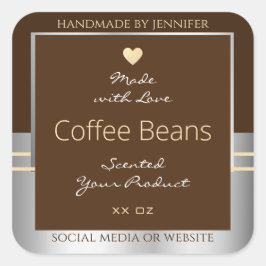 Elegant bruin- en zilververpakkingen vierkante sticker