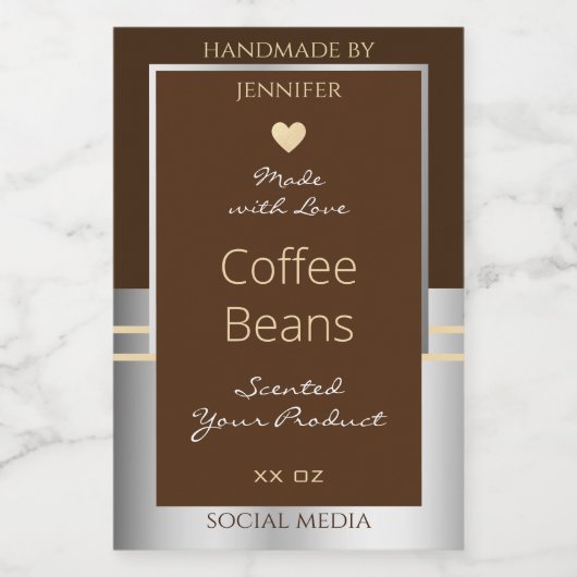 Elegant bruin- en zilververpakkingen voedselcontainer etiket (Enkel label)