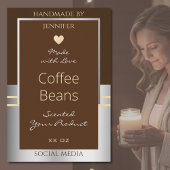 Elegant bruin- en zilververpakkingen voedselcontainer etiket