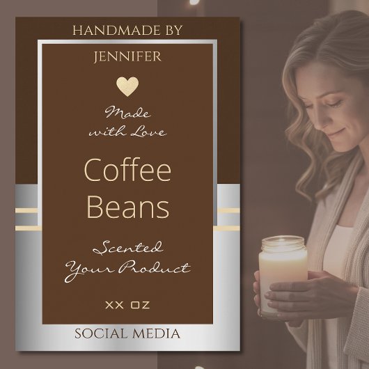 Elegant bruin- en zilververpakkingen voedselcontainer etiket