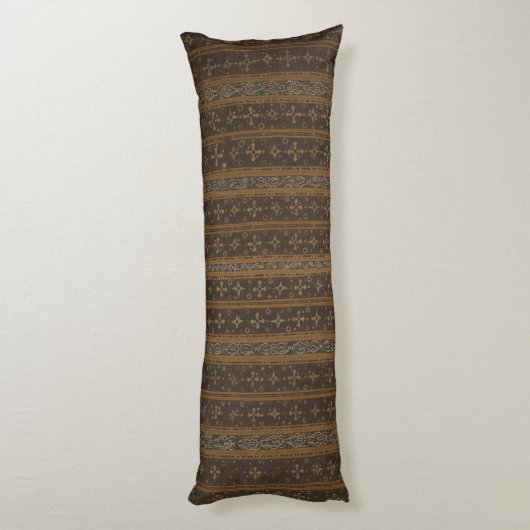 Elegant Bruin en Zwart Gestreept Batik Body Kussen (Achterkant (Verticaal))