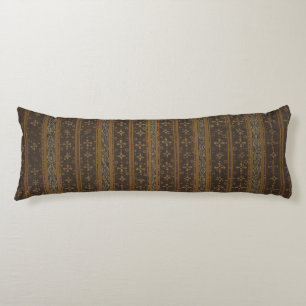 Elegant Bruin en Zwart Gestreept Batik Body Kussen