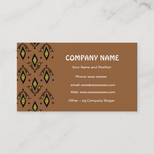 Elegant bruin en zwart Visitekaartje (Voorkant)