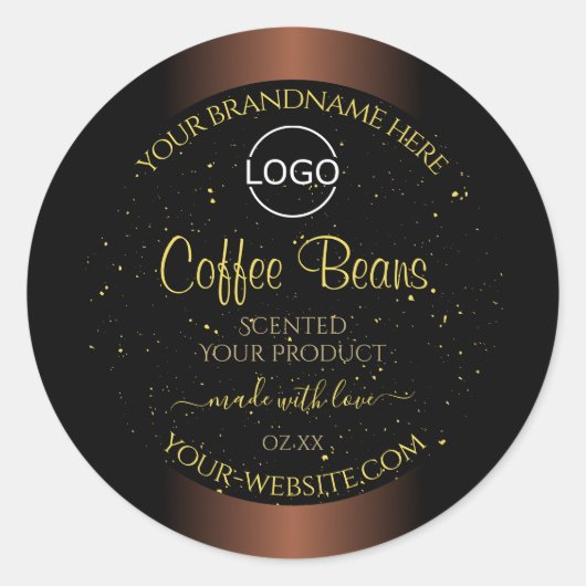 Elegant bruin etiket Gold Soft Glitter Logo (Voorkant)