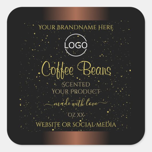 Elegant bruin etiket Gold Soft Glitter Logo (Voorkant)