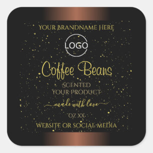 Elegant bruin etiket Gold Soft Glitter Logo