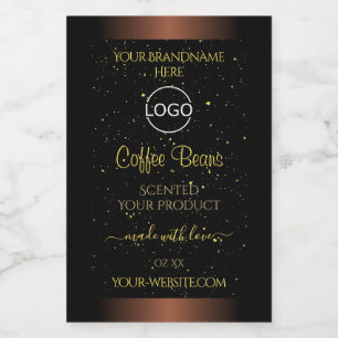Elegant bruin etiket Gold Soft Glitter Logo