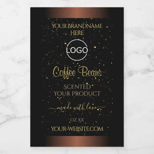 Elegant bruin etiket Gold Soft Glitter Logo (Enkel label)