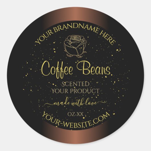 Elegant bruin etiket Gold Soft Glitter Roos (Voorkant)