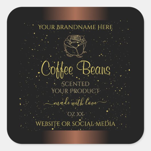 Elegant bruin etiket Gold Soft Glitter Roos (Voorkant)