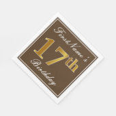 Elegant Bruin, Faux Gold 17e verjaardag + naam Servetten (Hoek)