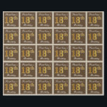 Elegant, bruin, Faux Gold 18th Birthday   naam Cadeaupapier<br><div class="desc">Dit eenvoudige en elegante ontwerp van verpakkingspapier bevat een gepersonaliseerd bericht zoals "FirstName's 18th Birthday" (met de "18th" met een faux/imitatie goudachtige kleur) binnen een bruin-gekleurd vierkant gebied met een eenvoudige rand. De naam is in een elegante wit-gekleurde manuscript-als tekst, en kan worden gepersonaliseerd. Een dergelijk artikel kan misschien gebruikt...</div>