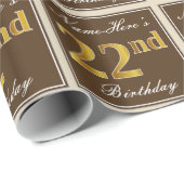 Elegant, bruin, Faux Gold 22e verjaardag + naam Cadeaupapier (Rol Hoek)