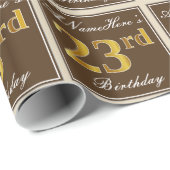 Elegant, bruin, Faux Gold 23rd Birthday + naam Cadeaupapier (Rol Hoek)
